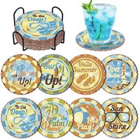 Kit de sous-verres en diamant 5D DIY OEM, 8 pièces, sous-verres ronds en diamant avec support en métal