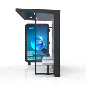 Abri de station de bus intelligent en acier avec boîte lumineuse LED, <span class=keywords><strong>panneau</strong></span> d'affichage <span class=keywords><strong>publicitaire</strong></span> à énergie <span class=keywords><strong>solaire</strong></span> 12V, directement de l'usine - Product Image 4
