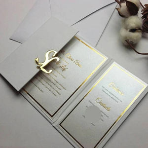 Neues Design Individuelle DIY Hochzeits- und Verlobungseinladungskarte Luxus-Papier mit Liebesthema Weihnachten Samt-Umschlag - Product Image 2