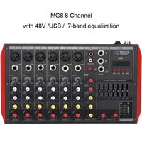 Table de Mixage YAMAHA MG8 8 Canaux DJ Karaoké Studio, Console de Mixage, Carte Son USB, Alimentation Fantôme 48V, Égaliseur 7 Bandes