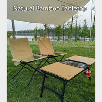 Table de camping pliante portable en alliage d'aluminium et bambou Areffa Outdoor IGT pour barbecue, pique-nique, voyages en voiture et glamping