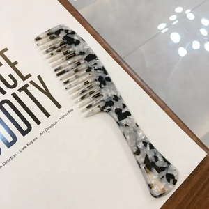 Peine grande para el pelo de 4 mm de grosor, con textura de mármol, tortoisshell, Retro, acetato de celulosa, nuevo - Product Image 6