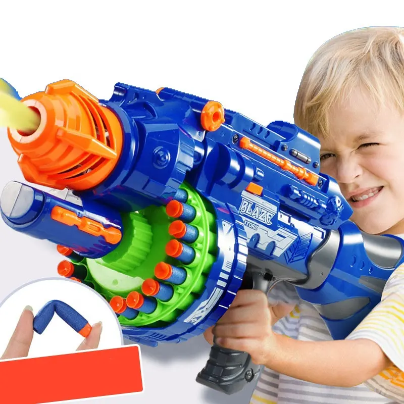 Sıcak satış oyuncak silahlar çocuklar için yumuşak kurşun elektrikli çocuk yetişkinler kabuk çıkarma plastik silah seti