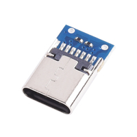 Receptáculo hembra Tipo-C con PCB, cable de soldadura de 2 pines, resistencia individual de 5.1KΩ, conector de alimentación USB-C para cable de carga y proyectos DIY