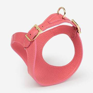 小型犬のお散歩に最適 快適な着け心地のパーソナライズ ピンクPUレザー製ドッグハーネス XS～XLサイズ - Product Image 6