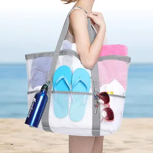 Grand sac de plage en maille d'été, fourre-tout, sac de plage personnalisé pour le Shopping