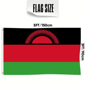 Drapeau <span class=keywords><strong>du</strong></span> Malawi personnalisé imprimé recto 3x5 pieds, personnalisable pour tous les drapeaux nationaux et les drapeaux de présentation. - Product Image 2