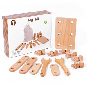 Montessori Diy Wooden Multifunctional Toolbox Toys Set Screw Nut Educational Play Pretend Wooden Tool Box Toy for Kids