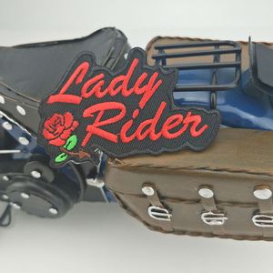 Patch brodé personnalisé thermocollant ou à coudre pour vestes et gilets de motard Lady Rider Rose, accessoires pour presse à chaud - Product Image 3
