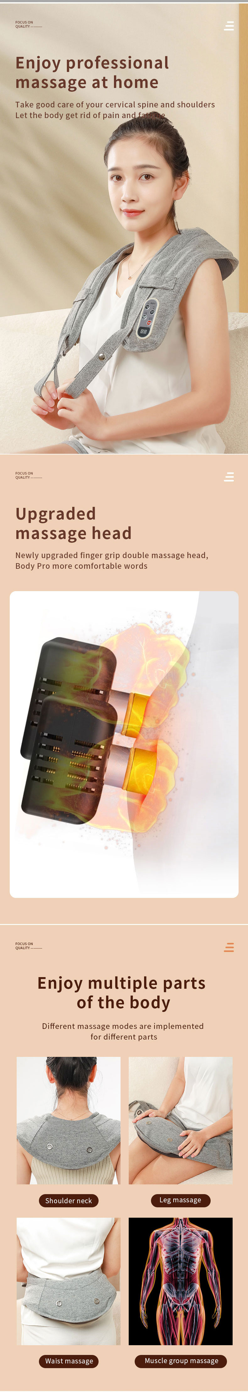 Heating Device 4 Key Back Neck Shoulder Massager Muscle Pain Relief Electric Shiatsu massage shawl