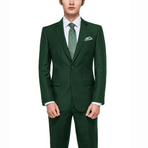 Traje de Hombre de Lujo para la Élite Empresarial, Verde Oscuro Sólido, Solapa de Muesca, Tela TR, Conjunto de Negocios, Traje de Novio - Product Image 1