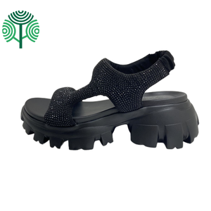 Sandalias Planas Ligeras con Cristales y Tiras Acolchadas para Mujer, Suela Gruesa, Sandalias Deportivas Elásticas para Dama, Sandalias Femeninas con Logo Personalizable - Product Image 1