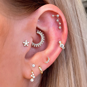 CANNER Joyería de Plata de Ley al por Mayor, Pendientes de Aro Pequeños con Circonita Cúbica y Cristal Mini Chapados en Oro de 18k para Mujer - Product Image 2