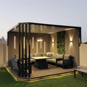 Gazebo électrique moderne en aluminium 6063 OEM avec toit à lamelles courbées et télécommande - Product Image 1