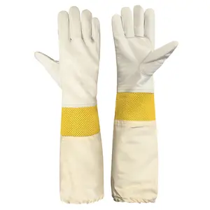 Best Quality in Cowhide Leather Beekeeping Gloves Bee Keepers Protective Gloves Yellow Rubberized Cuff