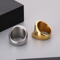 Moderner gebogener Spiegel Siegelring Pvd 18 Karat vergoldet glatte breite Kante Herren ringe Statement Schmuck