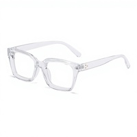 Lunettes de presbytie 2419 Spring Leg avec verres transparents anti-lumière bleue, HD, pour personnes âgées, non pliables, anti-fatigue, pour visages carrés, avec étui