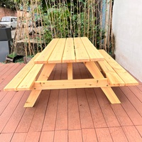 Ensemble de table et de banc d'extérieur en bois de pin massif pour le parc Mobilier urbain Espace public Design naturel durable Fête Vente en gros