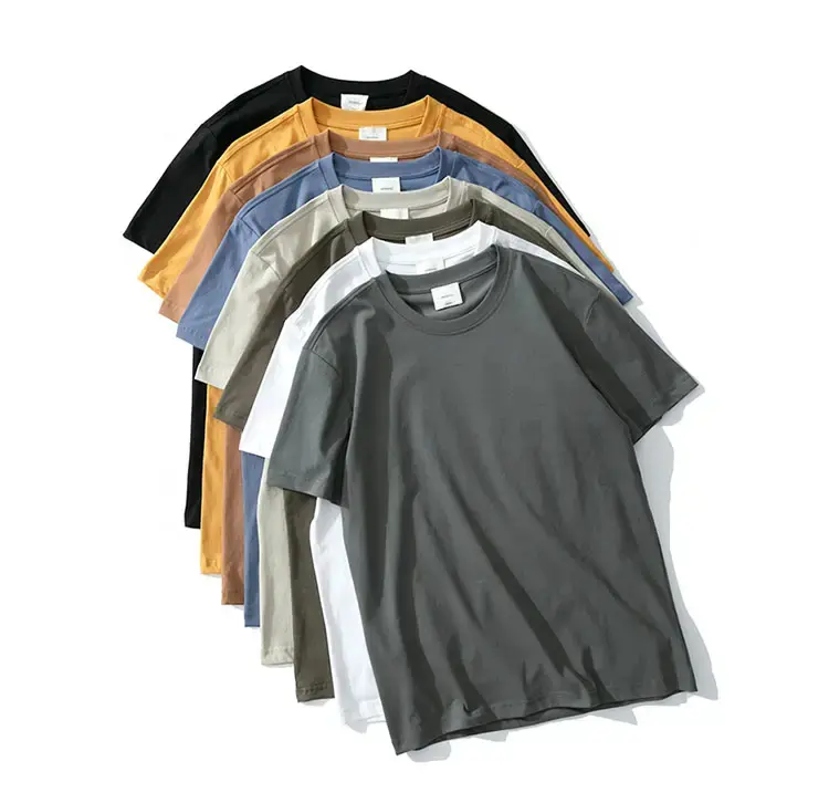 Tengcai उच्च-गुणवत्ता 100% कपास गर्मियों कस्टम लोगो मुद्रित टी शर्ट पुरुषों की खाली सादे टी शर्ट उत्कृष्ट कपास 210gsm टी शर्ट