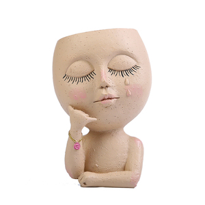 Wholesale <strong>Cute</strong> Indoor Succulent <strong>Plants</strong> Pots Face Planter With Drainage Hole Head Flower Pot - Product Image 1