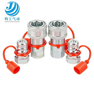 Raccord rapide hydraulique pneumatique Jungong en acier au carbone ISO7241 A, filetage interne, design de valve plate zinguée - Product Image 2