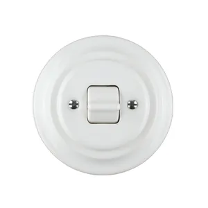 EU-Standard Flush-montiert 1 Gang 2 Pol Porzellan Vintage-Schalter Wandlicht-Schalter mit großer Taste für Deckenlichter