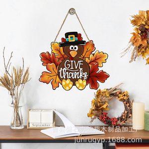Letrero de madera para pared con diseño de follaje para el Día de Acción de Gracias, forma irregular, decoración para el hogar, paquete de una sola pieza, estilo tradicional - Product Image 4