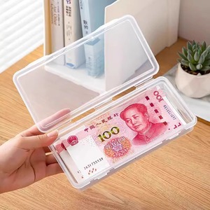 Caja rectangular para guardar monedas y billetes con tapa, apilable, para organizar dinero en efectivo, caja de dinero de bolsillo, color sólido - Product Image 1