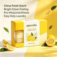 Feuilles de lessive parfumées au citron, ultra-fines, portables, élimination des taches tenaces, parfum frais d'agrumes longue durée