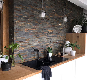 Panneau mural extérieur en pierre de culture ardoise rouillée naturelle Carreaux d'ardoise extérieure carrée avec résistance antiacide à l'érosion 1 vendu - Product Image 4