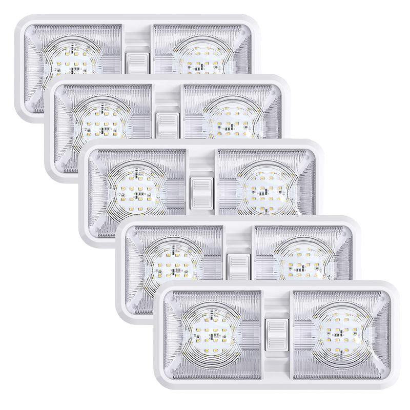 12V 24V LED Double Dome Ceiling Light for RV Motorhome Truck Roof ON/OFF Interior Lighting for Camper Car Trailer Boat