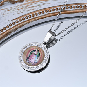 Collar con Colgante de San José, Jesús, <span class=keywords><strong>Padre</strong></span> Santo, Virgen María, <span class=keywords><strong>Ángel</strong></span>, Cristiano, Católico, de Acero Inoxidable con Circonita Impermeable - Product Image 3