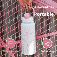 Bouteille d'eau isotherme en acier inoxydable 32 oz avec logo personnalisé, anti-fuite, gourde sport sous vide avec poignée, anti-poussière, pour les modernes