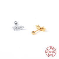 Boucles d'oreilles clous ROXI en argent sterling S925 avec fleur et diamant, pour piercing en fil