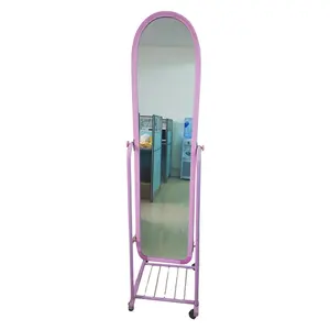 cheap living room furniture metala frame standing mirror with wheels