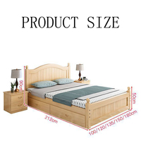 Ensemble de lit moderne simple de style européen pour la chambre principale Lit en bois massif avec fonction de rangement