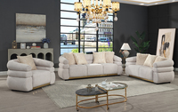 Ensemble de canapés modulaires modernes en tissu, capitonnés, rembourrés en mousse, pieds en acier inoxydable doré, confortables pour appartement, hôtel, salon
