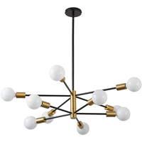 Lustre LED JACKSUN en fer, finition noir/or, 12 ampoules, style moderne, 220V, pour salon, salle à manger