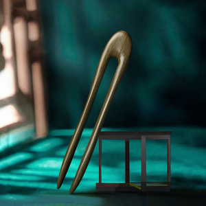 कर्व्ड आधा चंद्रमा की लकड़ी के बाल कांटा नाजुक उनी लकड़ी के चंद्रमा के आकार के बालों को ठीक नक्काशीदार लकड़ी के बाल - Product Image 4