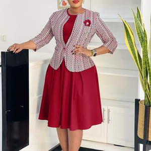 Conjunto de Traje para Mujer, Blazer a Cuadros, Vestido Azul Marino, Tallas S, M, L, XL, XXL, Estilo Casual, Elegante, para el Trabajo, Moda de Europa, América y África - Product Image 3