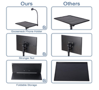 Trépied léger à 3 sections pour ordinateur portable, projecteur, appareil photo avec plateau pliable et support de téléphone