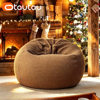 OTAUTAU Housse de pouf inclinable moderne en tissu gaufré sans rembourrage, chaise pouf de sol, ottoman, mobilier sans cadre DD010
