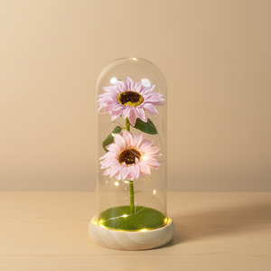 Regalo para el Día de la Madre, <span class=keywords><strong>Dos</strong></span> Adornos de Girasol, Manualidades con Cúpula de Cristal Luminosa, Regalo Creativo para el Día de San Valentín, Hecho a Mano por el Fabricante - Product Image 6