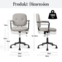 Chaise de bureau ergonomique moderne en fer, réglable en hauteur, pivotante à 360°, dossier solide imperméable, accoudoirs articulés, pour bureau à domicile