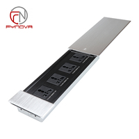 Prise de courant universelle 4 sorties 16A en aluminium pour bureau domestique, avec couvercle coulissant intégré, étanche, courant nominal 10A 16A