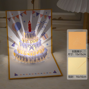 Tarjeta de <span class=keywords><strong>Cumpleaños</strong></span> 3D con Luz Musical, Diseño de Pastel Colorido, Tarjeta de Felicitación Luminosa de Alta Gama con Grabación de Voz para Regalos de <span class=keywords><strong>Cumpleaños</strong></span> - Product Image 4