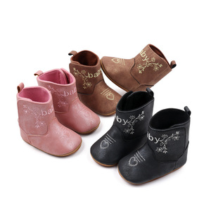 Bottes pour bébé de 0 à 1 an, style rétro simple, bottes courtes en cuir PU pour bébé, chaussures pour fillette - Product Image 2
