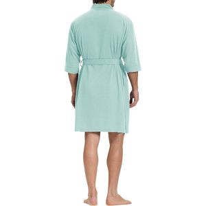 เสื้อคลุมวาฟเฟิลถักน้ำหนักเบาสำหรับผู้ชาย แขนสั้น สไตล์กิโมโน ชุดลำลองสำหรับฤดูร้อน ชุดสปา เนื้อผ้านุ่ม ชุดนอน - Product Image 2