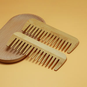 Logo personalizzato di bambù a denti larghi Styling a denti grandi pettine per la cura dei capelli biodegradabile manico in legno per Hotel Travel Salon - Product Image 1
