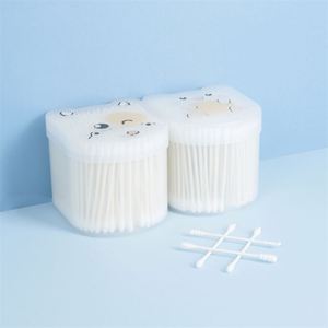 Boîte en forme de chat 300 pièces bâton de papier tête en spirale Micro-tige bébé coton-tige pas cher coton-tige - Product Image 5